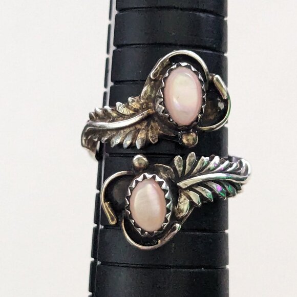 Vintage Signed RB Richard Begay Native Navajo 925 Sterling MOP Bypass Ring 7.75 - Picture 6 of 8